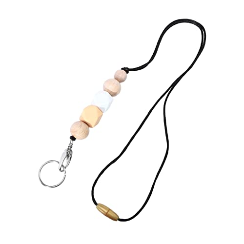 DINHEAROM Holzperlen Id Karten Halskette für Frauen Verstellbares Lanyard für Abzeichen Schlüssel und Karten Modisches Accessoire für Täglichen Gebrauch Leicht und Angenehm von DINHEAROM