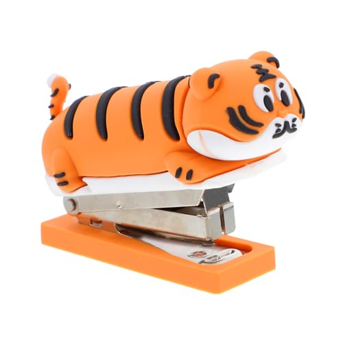 DINHEAROM Niedlicher Mini-tiger-hefter in Cartoon-optik, Tragbarer Handhefter, Kreatives Buchheftwerkzeug in Tierform Für Den Einsatz Im Homeoffice Und in Der Schule von DINHEAROM