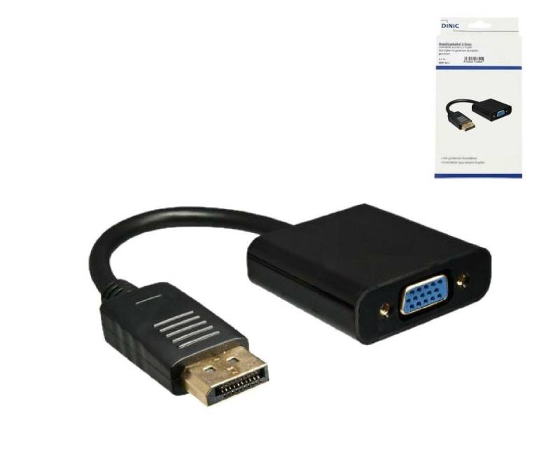 DINIC Adapter, DisplayPort auf VGA, 15 cm, DP Stecker auf VGA Buchse, Schwarz (DP-VGA-KB) von DINIC