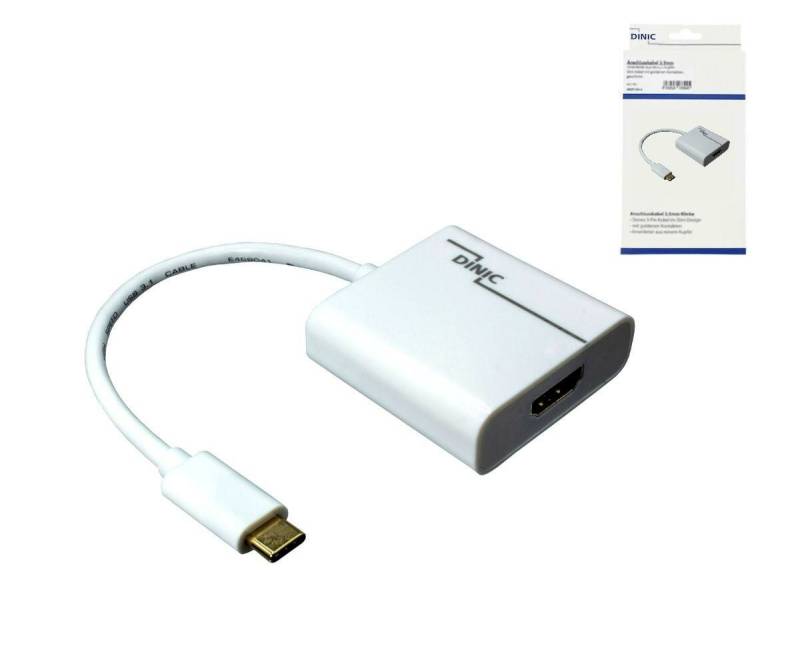 DINIC Adapter USB Typ C Stecker auf HDMI Buchse, 4K*2K@60Hz, HDR, weiß HDMI auf USB von DINIC