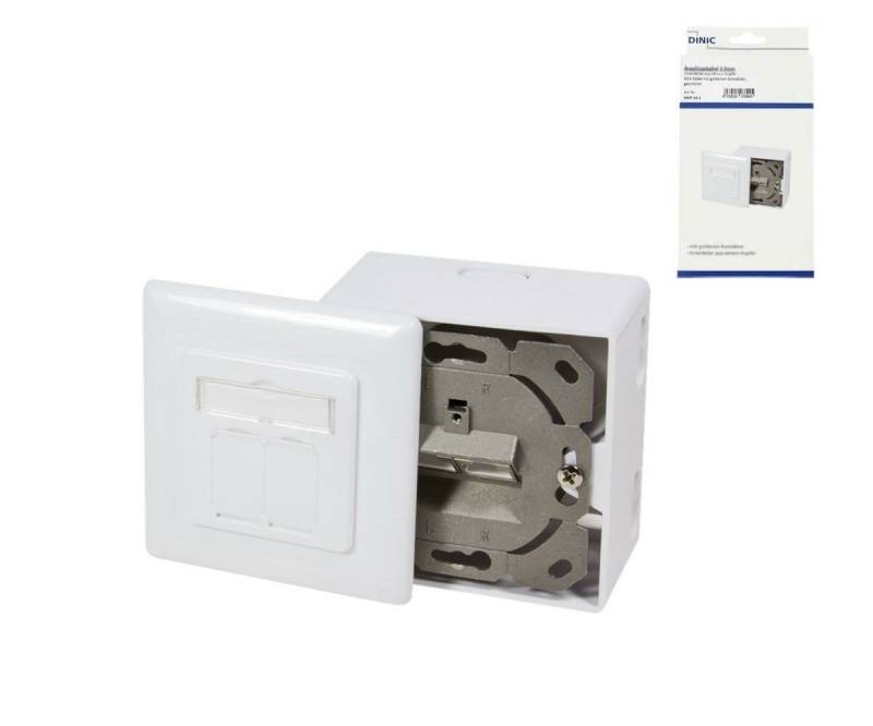 DINIC Cat.6/5 Netzwerkdose zweifach, RJ45 Buchse universell Unter- u. Aufputz, geschirmt, LSA, Weiß (RJ-DO-6U-KB) von DINIC