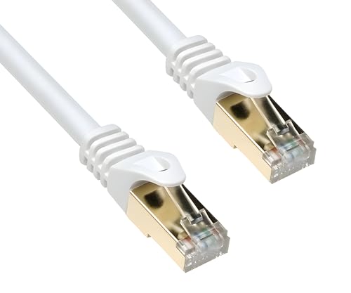 DINIC Cat.7 Premium Patchkabel 10 GB LAN, LSZH Netzwerk-Kabel 5,00m, weiß von DINIC