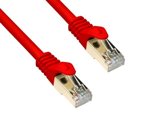 DINIC Cat.7 Premium Patchkabel 10 Gb LAN Kabel, Netzwerk-Kabel S/FTP Kupfer, LSZH Ethernet (Rot, 1,00m) von DINIC