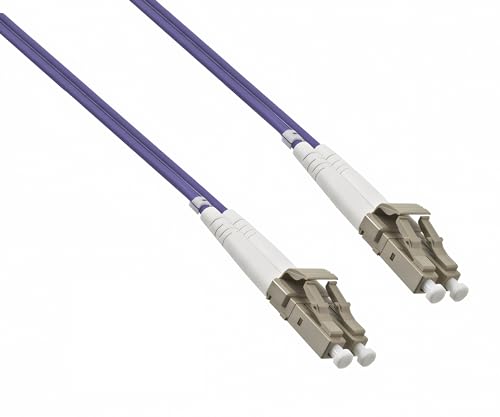 DINIC LWL Kabel OM4, Patchkabel LC/LC Lichtwellenleiter Multimode (15m, violett) von DINIC