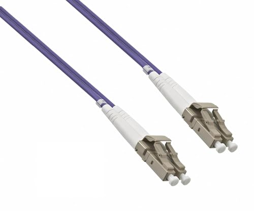 DINIC LWL Kabel OM4, Patchkabel LC/LC Lichtwellenleiter Multimode (1m 3 Stück, violett) von DINIC