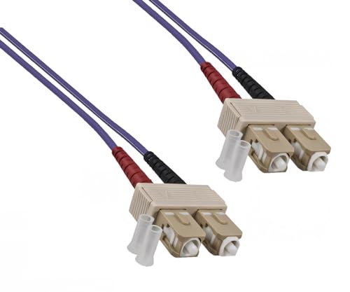 DINIC LWL Kabel OM4, Patchkabel SC/SC Lichtwellenleiter Multimode (10m, violett) von DINIC