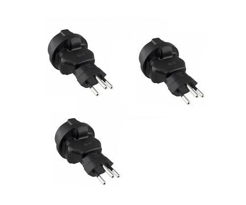 DINIC Reiseadapter, Stromadapter für die Schweiz, 3-Pin CH Adapter mit Sicherung (3 Stück, schwarz) von DINIC