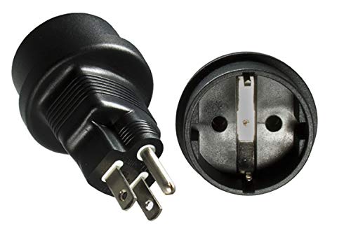 DINIC Reisestecker, Stromadapter für Amerika USA u. Japan auf Schutzkontakt-Buchse, 3-Pin Netzadapter (3 Stück, schwarz) von DINIC