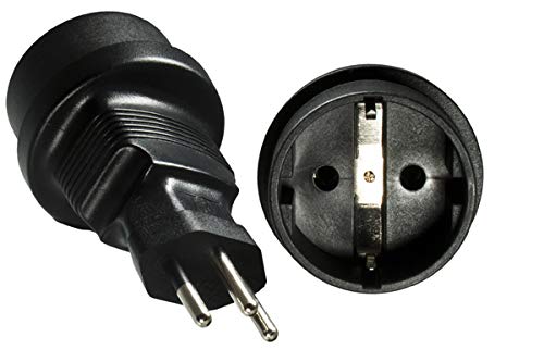 DINIC Reisestecker, Stromadapter für Brasilien auf Schutzkontakt-Buchse, 3-Pin Netzadapter (1 Stück, schwarz) von DINIC