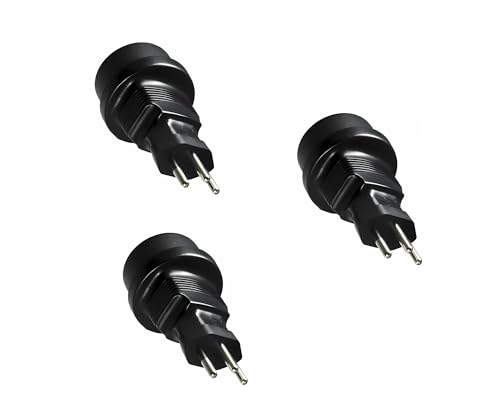 DINIC Reisestecker, Stromadapter für Brasilien auf Schutzkontakt-Buchse, 3-Pin Netzadapter (3 Stück, schwarz) von DINIC