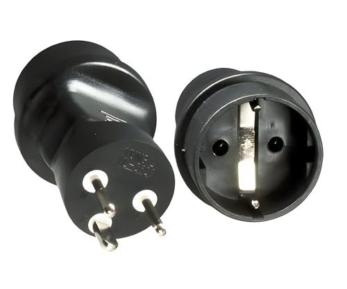 DINIC Reisestecker, Stromadapter für Dänemark, 3-Pin Netzadapter (1 Stück, schwarz) von DINIC