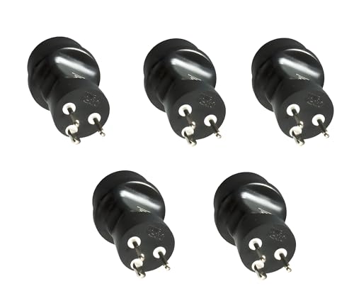 DINIC Reisestecker, Stromadapter für Dänemark, 3-Pin Netzadapter (5 Stück, schwarz) von DINIC