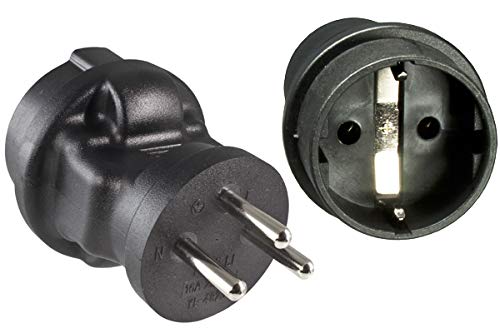 DINIC Reisestecker, Stromadapter für Israel, 3-Pin Reiseadapter (1 Stück, schwarz) von DINIC