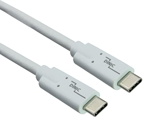 DINIC USB 3.2 Kabel Typ C auf C Stecker, unterstützt Datenübertragung und 100W (20V/5A) Aufladung, Polybag (0.50m, weiß) von DINIC