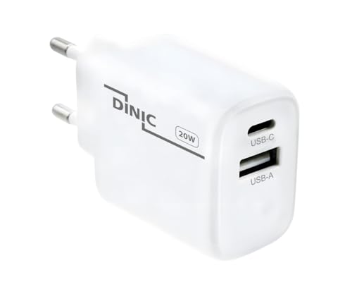 DINIC USB C + A Ladegerät/Netzteil, Power Delivery + QC 3.0, Schnellladegerät, 20W (weiß) von DINIC