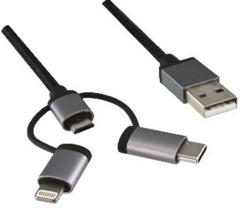DINIC USB-MULTI-1 Kabelschnittstellen-/adapter USB-A Lightning/Micro USB/USB-C Silber von DINIC