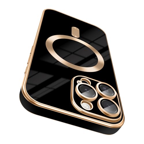 Dinick Entworfen für iPhone 16 Pro Max Hülle mit Kameralinsenschutz, kompatibel mit MagSafe weiches TPU Bumper Glitzer Gold Seiten Cover Anti-Scratch Slim Magnetic Case für iPhone 16 Pro Max Schwarz Dinick Entworfen für iPhone 16 Pro Max Hülle mit Kameralinsenschutz, kompatibel mit MagSafe weiches TPU Bumper Glitzer Gold Seiten Cover Anti-Scratch Slim Magnetic Case für iPhone 16 Pro Max Schwarz von Dinick