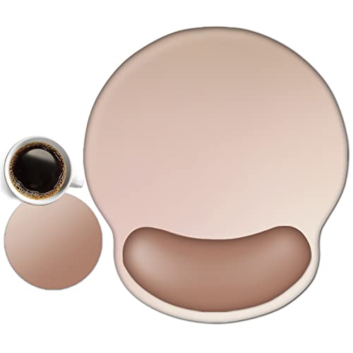 Dinky Ergonomische Mauspads, süßes Mauspad mit Handgelenkauflage, Unterstützung Gel, Büro und Gaming, einfaches Tippen & Schmerzlinderung-Beige Mandel von DINKY