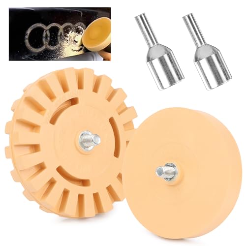 2 Stück Folienradierer mit Adapter, ø100 mm & ø88 mm Folienradierer, Folienradierer Akkuschrauber, Radierscheibe, Aufkleber Radierer zum Entfernen ​von Folien und Kleberesten am Fahrzeug von DINSONG