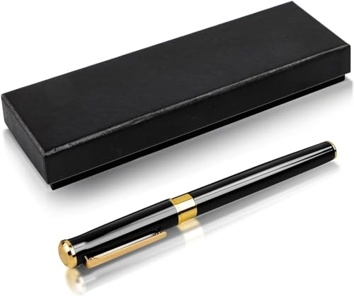 DINSONG Kugelschreiber Personalisiert, Personalisierter metallischer Tintenroller Stift + Geschenkbox, Schaffen Sie ein ganz einzigartiges Geschenk, Schwarz von DINSONG
