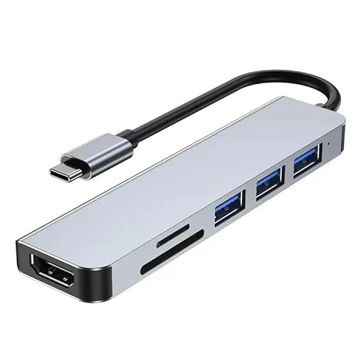 Type C HUB Docking Station 6-in-1 Mit 100W PD Aufladen,4K HDMI,USB3.0+2.0,SD/TF Kartenleser,rDocking Station für Maus/Tastatur/Laptop/USB-Stick von DINlip