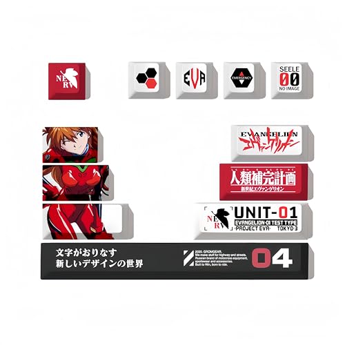 Neon Genesis Evangelion Keycap,12 Key PBT Thermal Sublimation Custom Keycaps for 61/64/87/104/108 Cherry MX switches Mechanical Keyboard (Asuka Langley Soryu A01) von DIQKMHNH