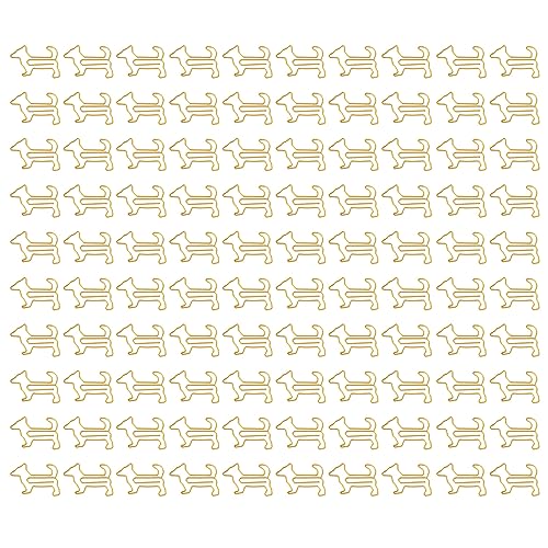 Hundeformpapier Clips kreativ süßes plattiertes Metall -Lesezeichen Papierclips für Schüler Schreibwaren 100pcs Tragbarer und langlebiger Organisator für das Büro in der Heimschule (Gold) von DIRBAK