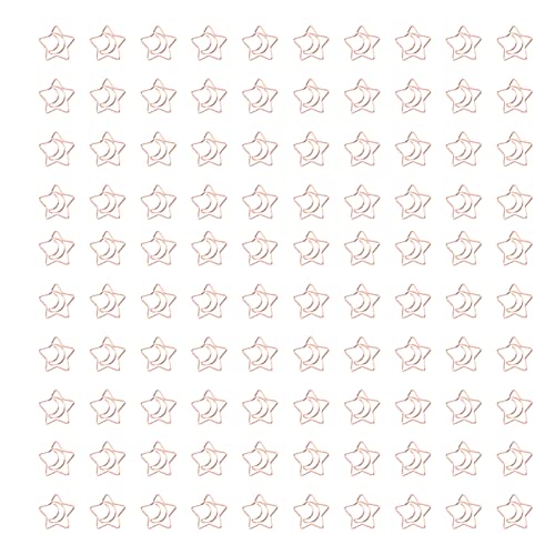 Star Moon Paper Clips 100pcs niedliche Büroschule Lieferungen Metall Proof Kleine Paperclips für Dokumentorganisation Lesezeichen DIY Craft (Rose Gold) von DIRBAK
