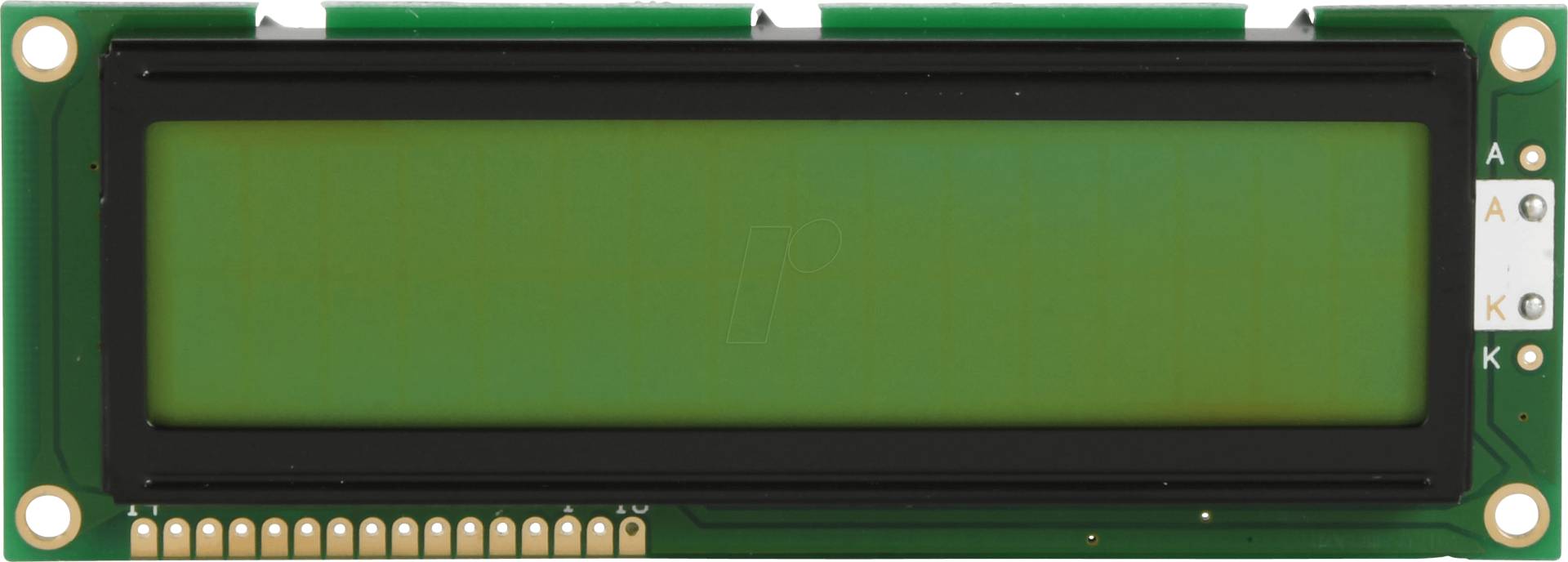 LCD-PM 2X16-10 B - LCD-Modul, 2x16, H:9,6mm, ge/gn, m.Bel. von DISPLAY ELEKTRONIK