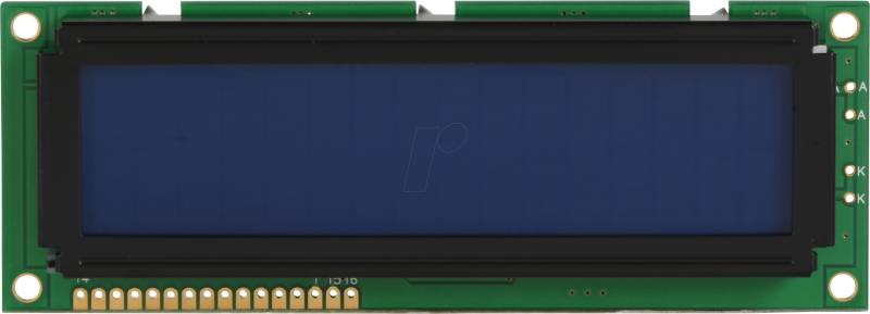LCD-PM 2X16-10 C - LCD-Modul, 2x16, H:9,6mm, bl/ws, m.Bel. von DISPLAY ELEKTRONIK