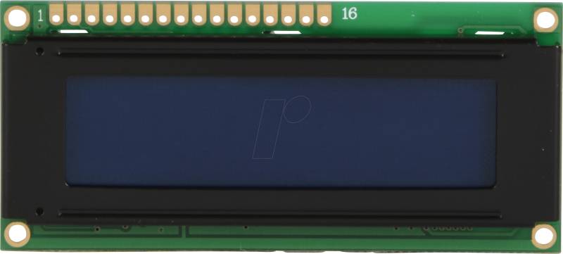 LCD-PM 2X16-10 D - LCD-Modul, 2x16, 80x36x10,5mm, bl/ws, m.Bel. von DISPLAY ELEKTRONIK