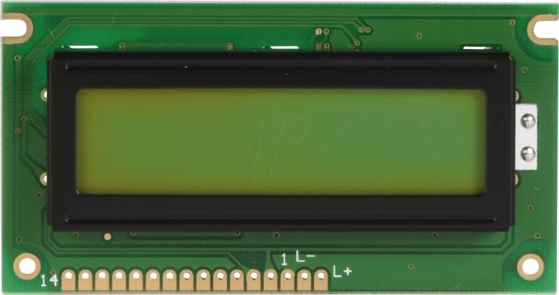 LCD-PM 2X16-6 E - LCD-Modul, 2x16, H:5,6mm, ge/gn, m.Bel. von DISPLAY ELEKTRONIK