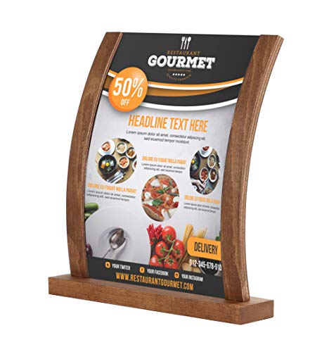 DISPLAY SALES Holz Tischaufsteller (2 St.) Arcade DIN A4 Hochformat Tischkartenhalter aus dunklem Buchenholz von DISPLAY SALES EINDRUCKSVOLL. WERBEN