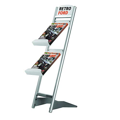 DISPLAY SALES Boden-Prospektständer Rapid DIN A4 | Aluminium Prospekthalter mit Acryl Prospektablagen (2 x DIN A4) von DISPLAY SALES