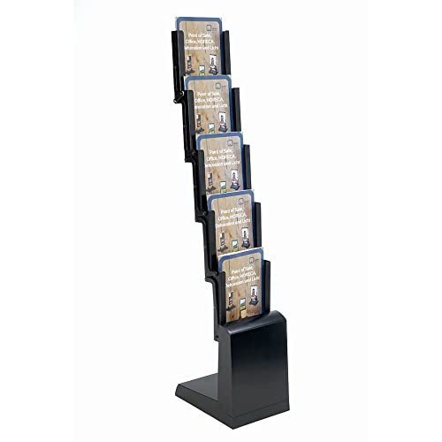 DISPLAY SALES | Faltprospektständer BLACK | 5 x DIN A4, schwarzer Stahlblech Bodenprospektständer Hochformat Faltprospektständer (Schwarz, A4) | inkl. Tragetasche von DISPLAY SALES