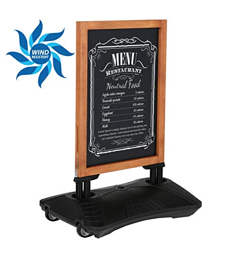 DISPLAY SALES Holz Kundenstopper WindPro mit Kreidetafel 670 x 860 mm, wetterfest, befüllbarer Wassertank, windfest durch robuste Stahlfedern von DISPLAY SALES