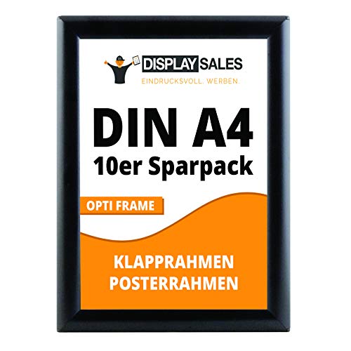 DISPLAY SALES Klapprahmen (10 St.) Opti Frame schwarz DIN A4 25 mm Sparpack Wechselrahmen Plakatrahmen Posterrahmen von DISPLAY SALES