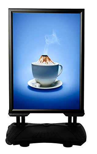 DISPLAY SALES Kundenstopper Plakatständer WindPro® DIN A0 schwarz | Wetterfester Plakataufsteller mit befüllbarem Wassertank | windfester Werbeaufsteller mit robusten Stahlfedern von DISPLAY SALES
