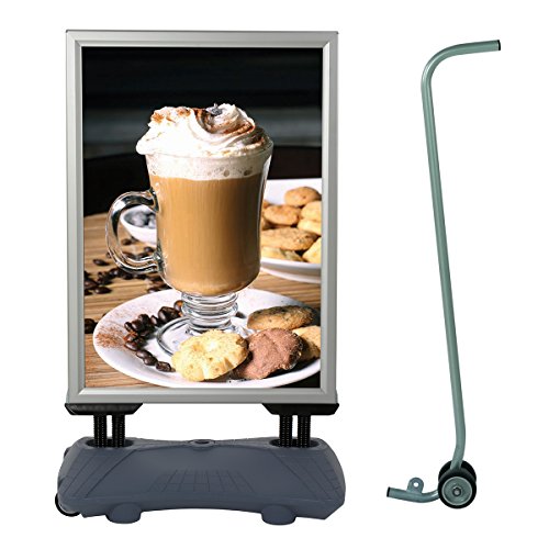 DISPLAY SALES Kundenstopper WINDPRO® DIN A1 silber inkl. Transporthilfe Plakatständer Werbetafel beidseitig von DISPLAY SALES