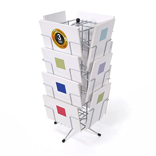 FLUHR DISPLAYS Kartenständer in silber | Thekenständer mit 14 Fächer | DIN B6 Kartenhalter | Quer-/ Hochformat von DISPLAY SALES