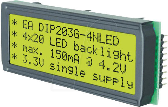 EA DIP203G-4 - LCD DIP-Modul, Supertwist, 4x20 Zeichen, gb/gn von DISPLAY VISIONS