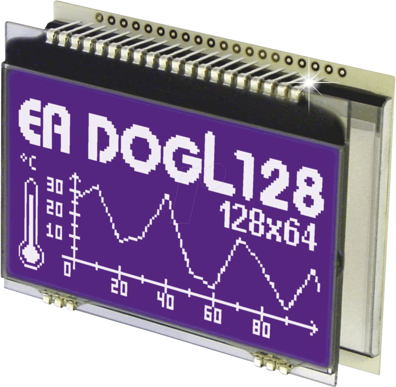 EA DOGL128B-6 - LCD-Grafikmodul, 60,8 x 32,9 mm, blau von DISPLAY VISIONS