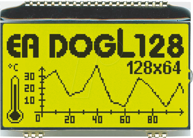 EA DOGL128E-6 - LCD-Grafikmodul, 60,8 x 32,9 mm, gelb / grün von DISPLAY VISIONS