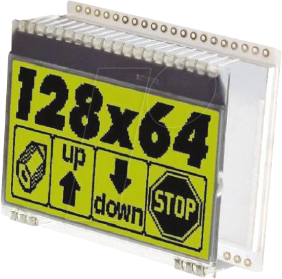 EA DOGM128E-6 - LCD-Grafikmodul, 55x 46 mm, gelb / grün von DISPLAY VISIONS