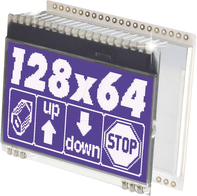 EA DOGM128S-6 - LCD-Grafikmodul, 55 x 46 mm, schwarz von DISPLAY VISIONS