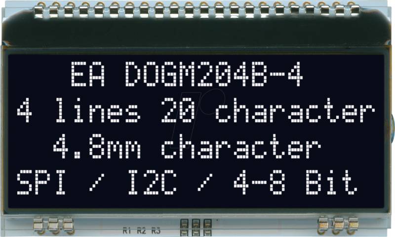 EA DOGM204S-A - LCD-DOG-Modul, 4x20 Zeichen, H 4,8mm, 59x22 mm, schwarz von DISPLAY VISIONS