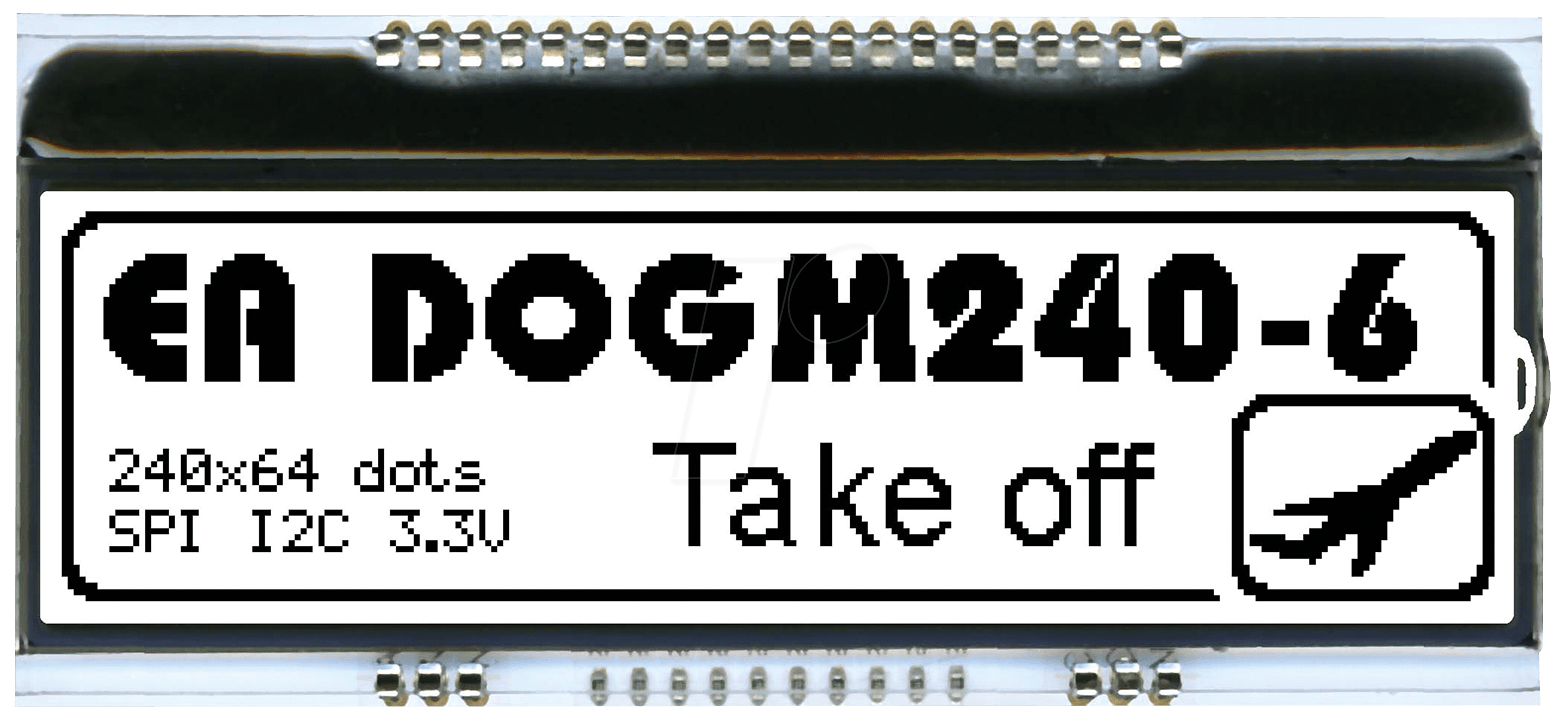 EA DOGM240W-6 - LCD-Grafikmodul, 82,8 x 20,14 mm, weiß von DISPLAY VISIONS