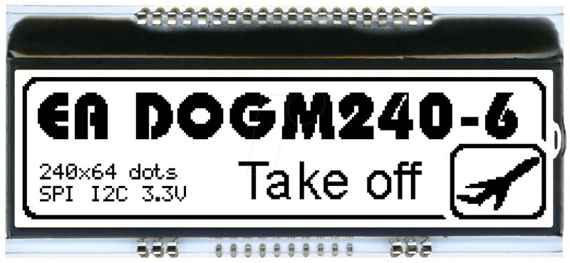 EA DOGM240W-6 - LCD-Grafikmodul, 82,8 x 20,14 mm, weiß von DISPLAY VISIONS