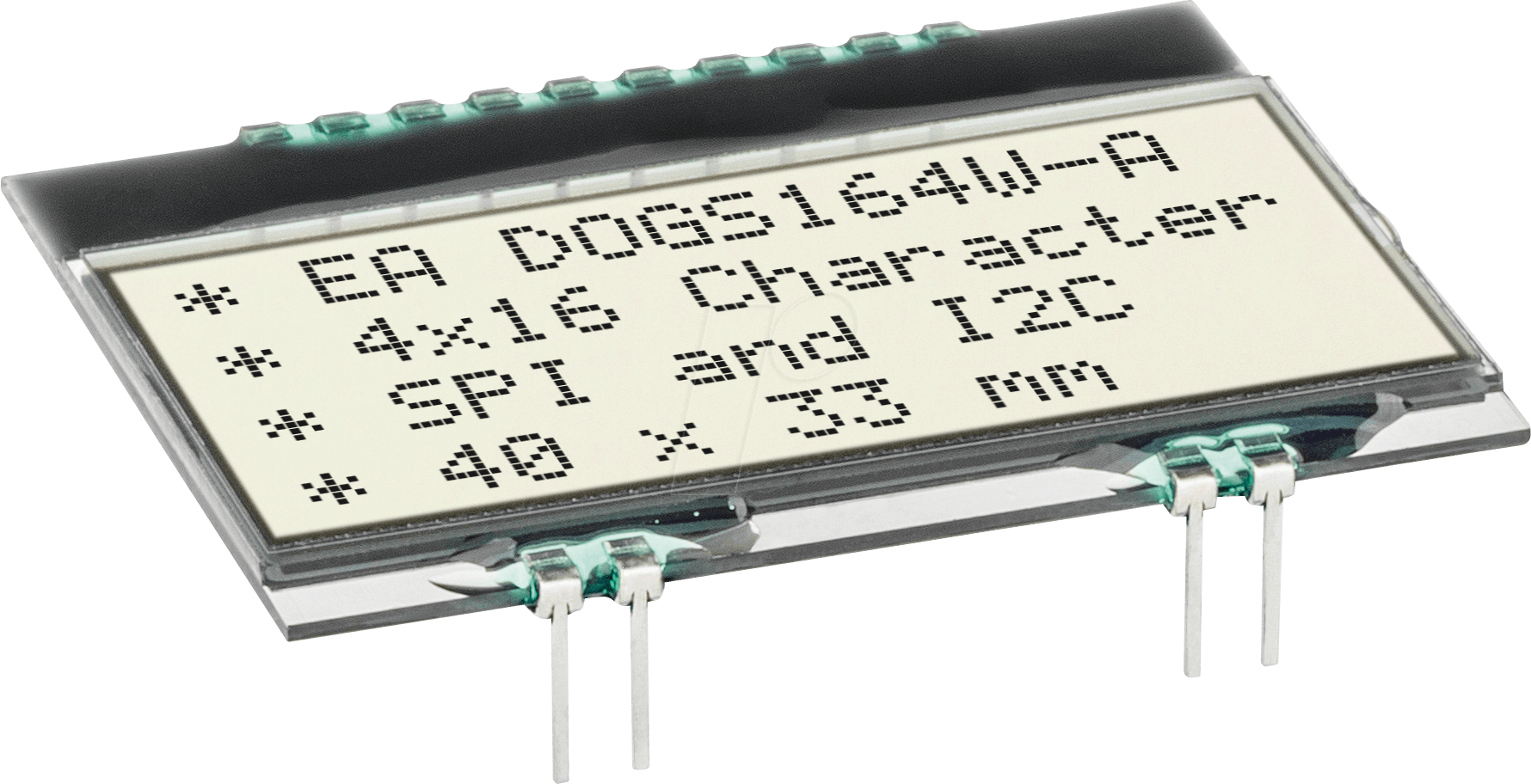 EA DOGS164W-A - LCD-DOG-Textmodul, 4x16 Zeichen, H 3,2mm, 40x33 mm, weiss von DISPLAY VISIONS