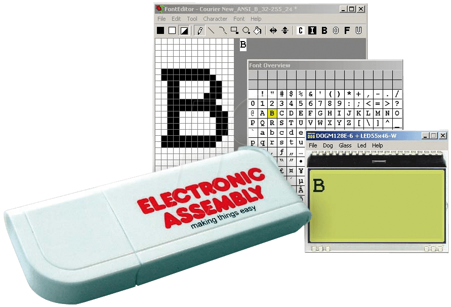 EA FONTSTICK - Zeichensatzsammlung, EA DOG Module, USB-Stick von DISPLAY VISIONS